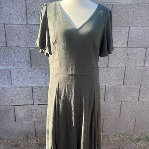 Torrid Green Flutter Sleeve V-Neck Dress